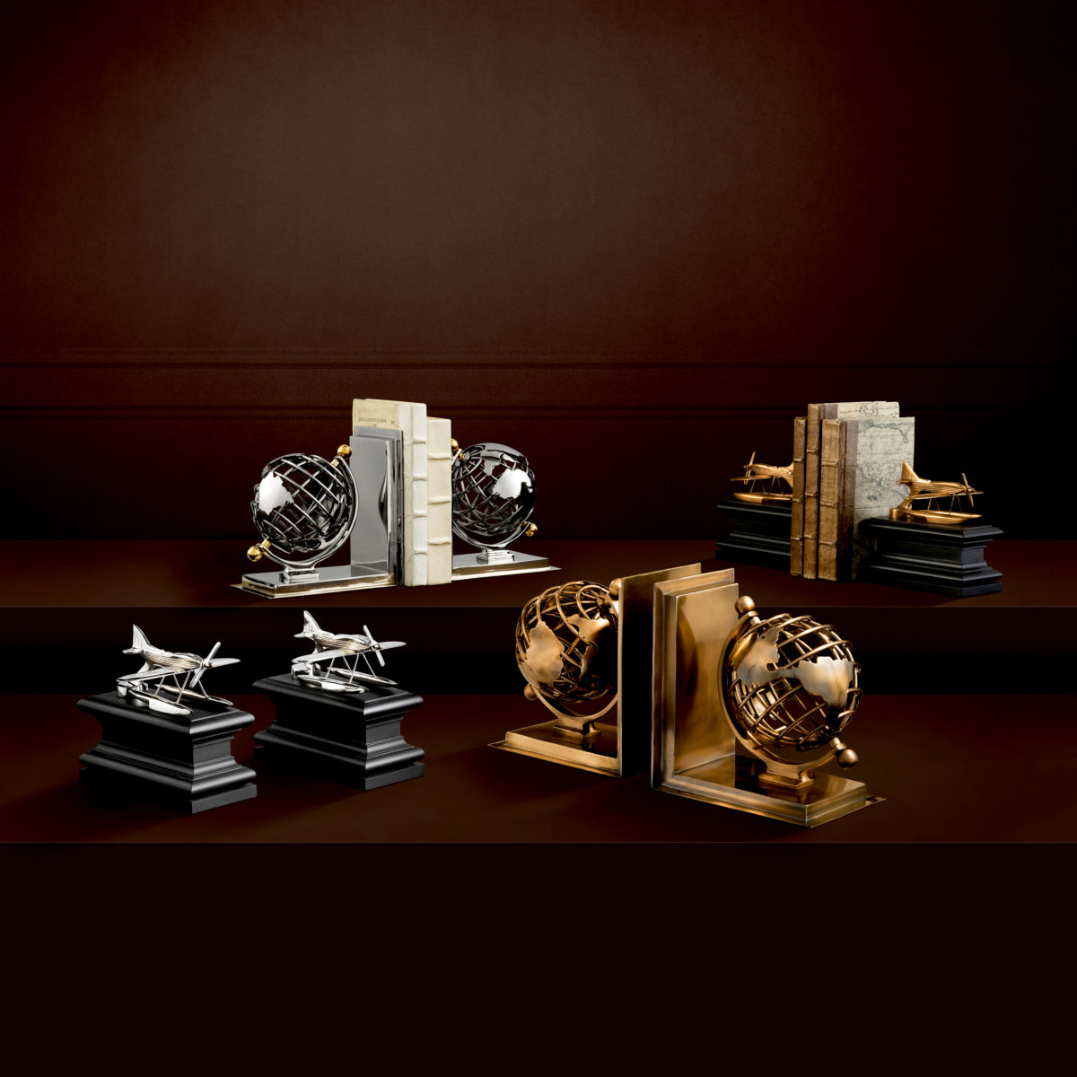 Metal Bookend Set (2) Globe | Eichholtzmh.com