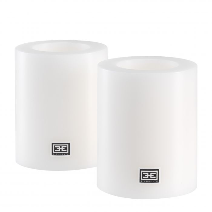 Artificial Candle ø 10 x H. 12 cm white set of 2