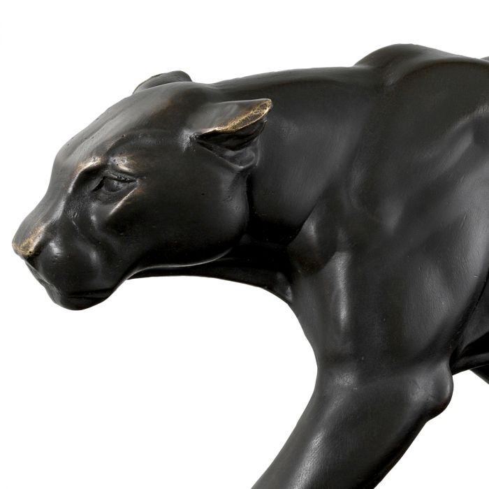 Panther bronze patina on marble base