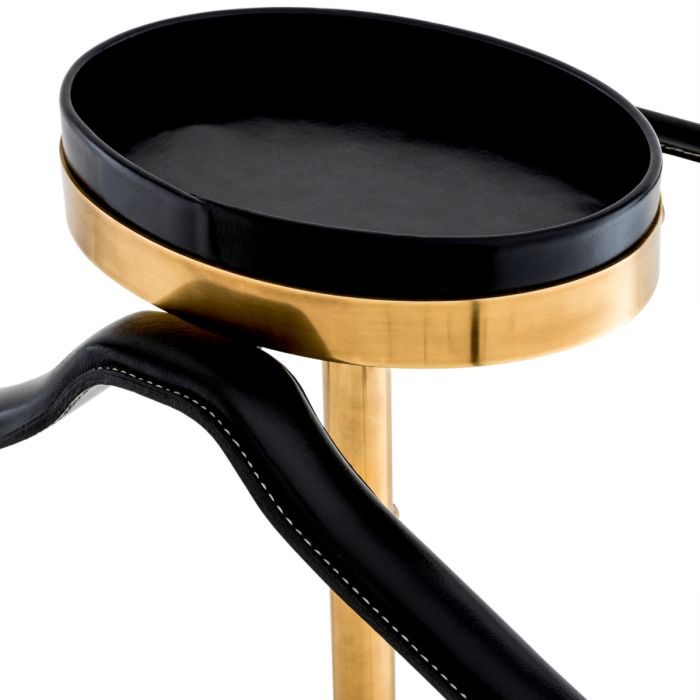 Dressboy McKinsey vintage brass finish black leath