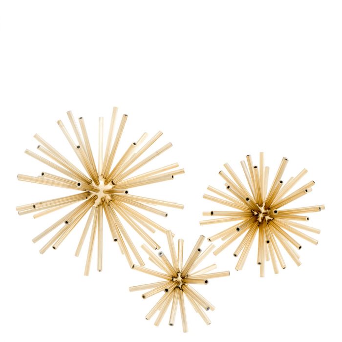 Object Meteor set of 3 polished brass