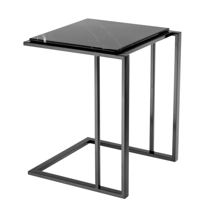 Side Table Cocktail bronze finish black marble
