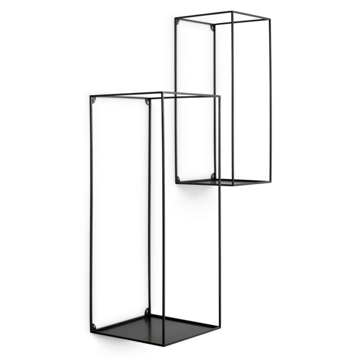 Wall Rack Deco rectangular black set of 2