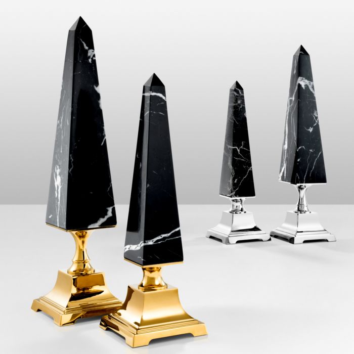 Obelisk Layford L gold finish black marble
