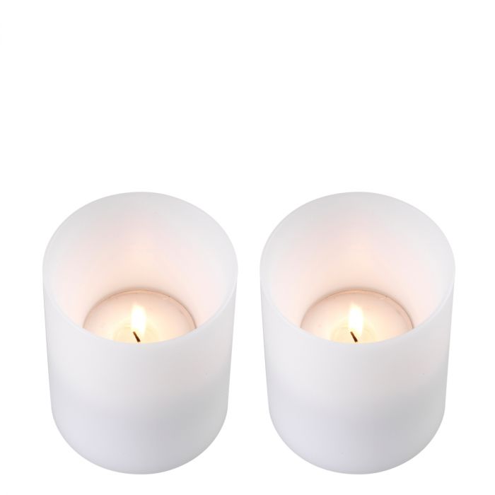 Artificial Candle deep ø 10 x H. 12 cm white S/2