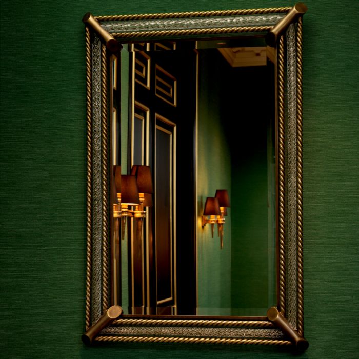 Mirror Civita vintage brass finish