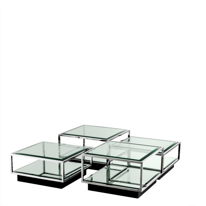 Coffee Table Tortona polished stainless steel S/4