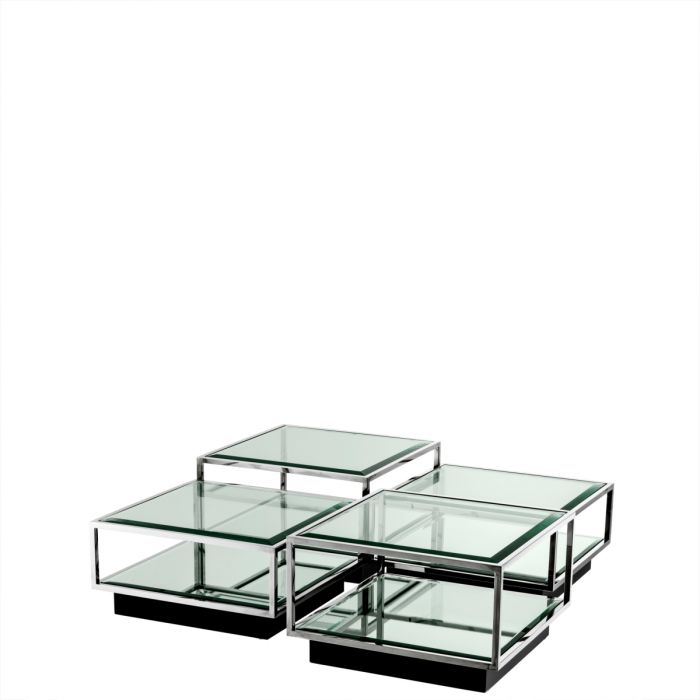 Coffee Table Tortona polished stainless steel S/4