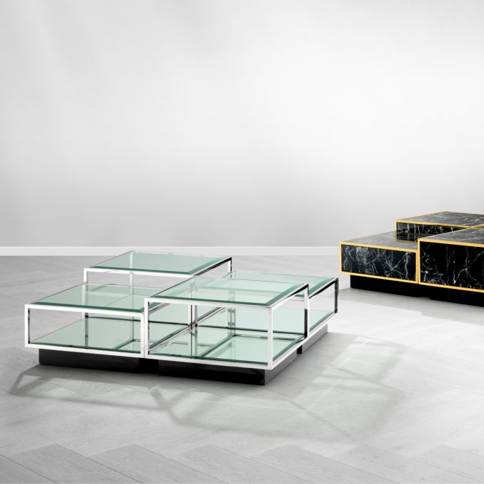 Coffee Table Tortona polished stainless steel S/4