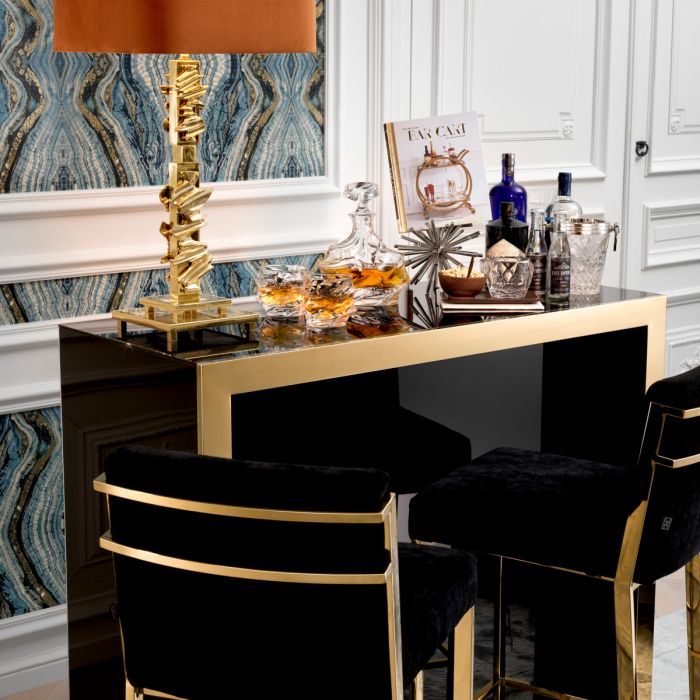 Bar Grimaldi gold finish black glass