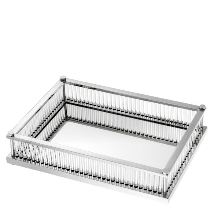 Tray Cora rectangular nickel finish