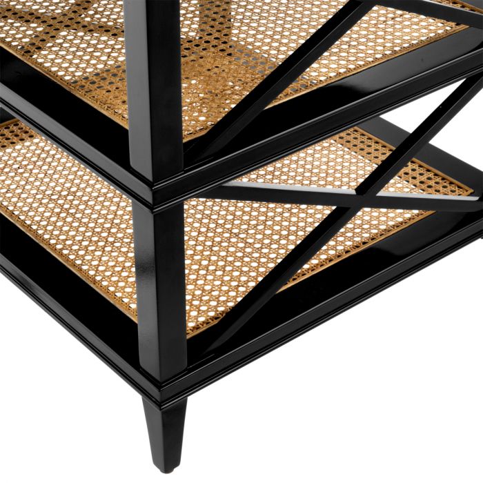Side Table Bahamas black finish natural cane