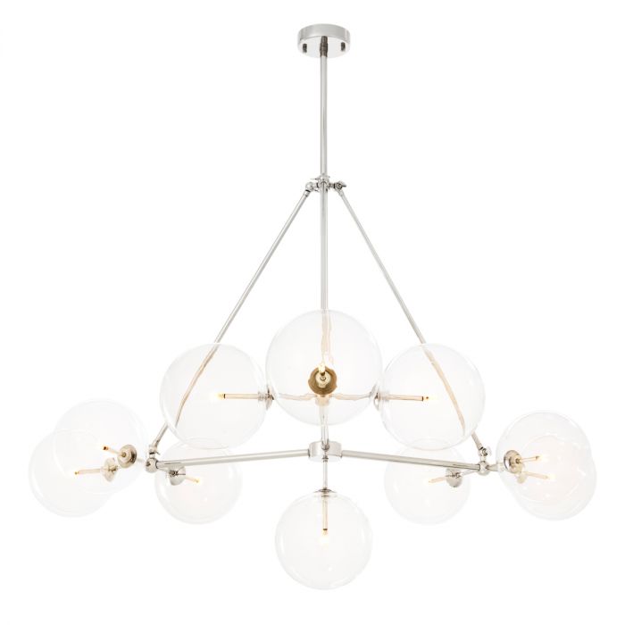 Chandelier Bermude nickel finish clear glass