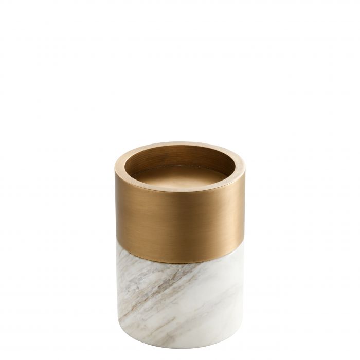 Candle Holder Sierra white marble brass finish set of 3
