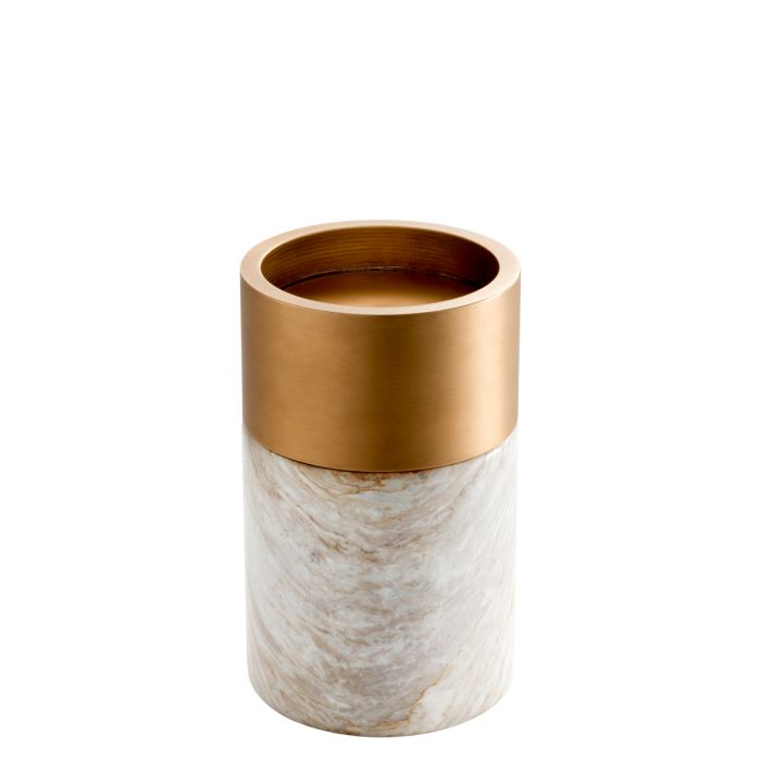 Candle Holder Sierra white marble brass finish set of 3