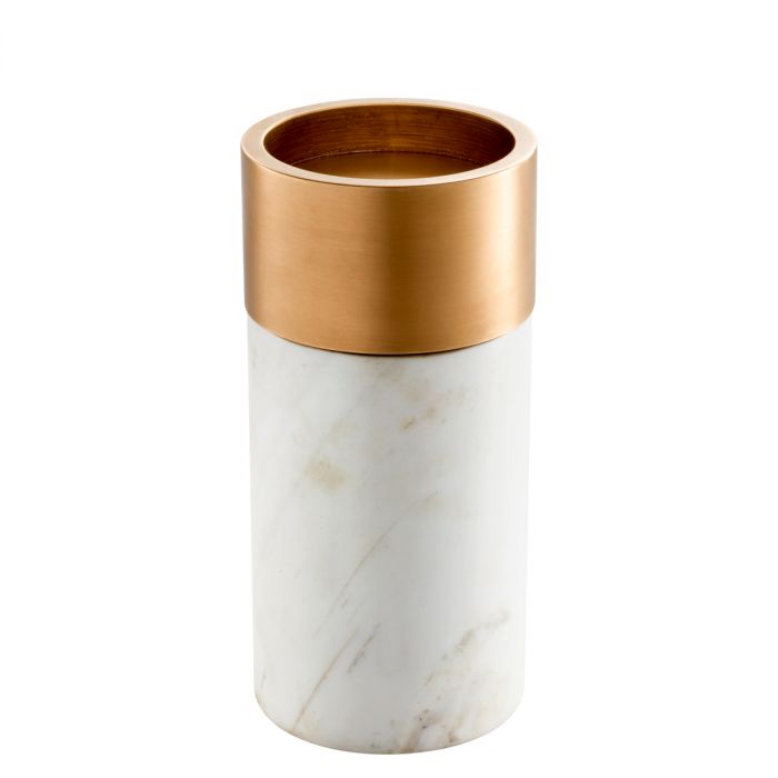 Candle Holder Sierra white marble brass finish set of 3