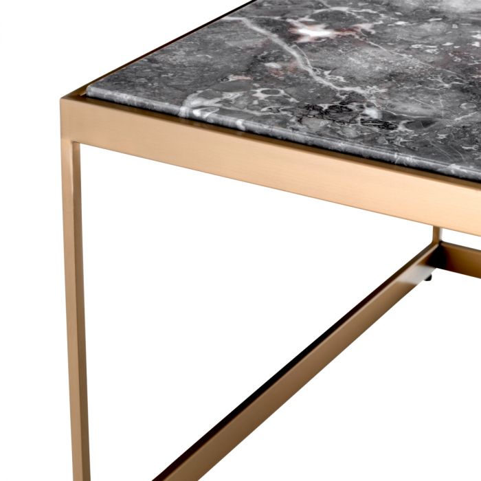 Side Table La Quinta brushed brass finish grey marble