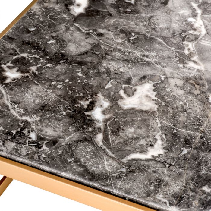 Side Table La Quinta brushed brass finish grey marble