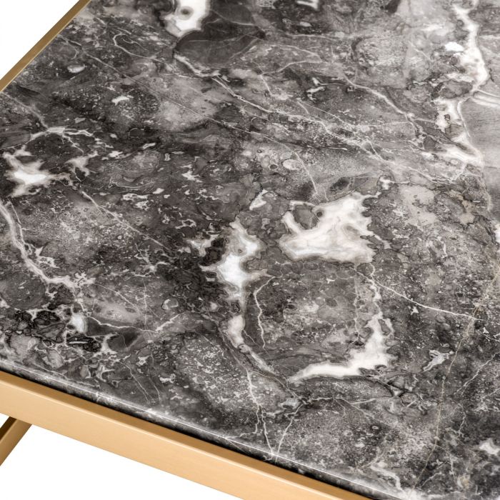 Side Table La Quinta brushed brass finish grey marble