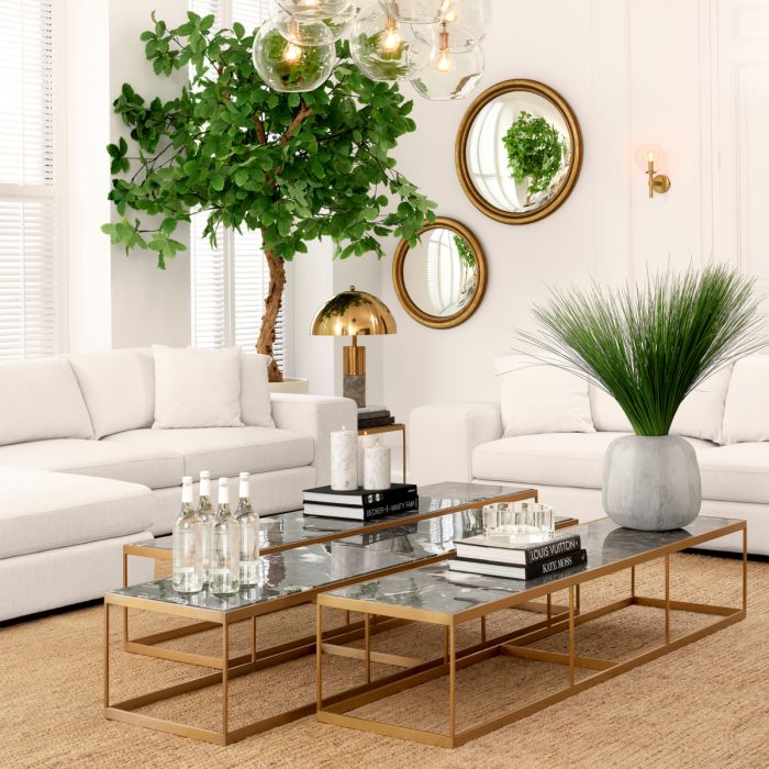 Coffee Table La Quinta br brass finish grey marble