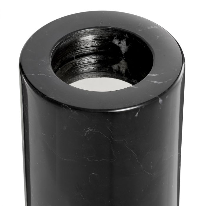 Tealight Holder Tobor S black marble set of 2