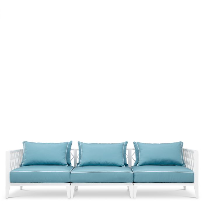 Outdoor Sofa Ocean Club L white sunbrella mineral blue