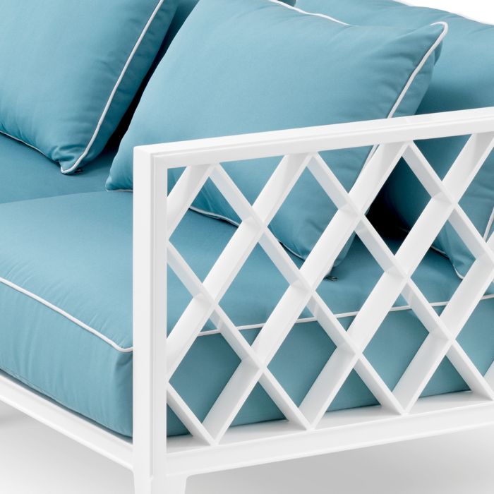 Outdoor Sofa Ocean Club L white sunbrella mineral blue
