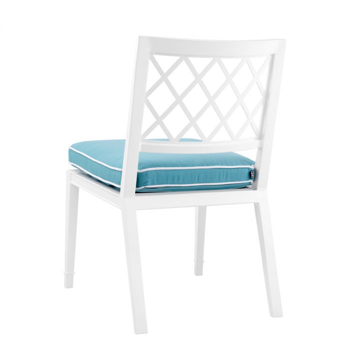 Outdoor Dining Chair Paladium white sunbrella mineral blue