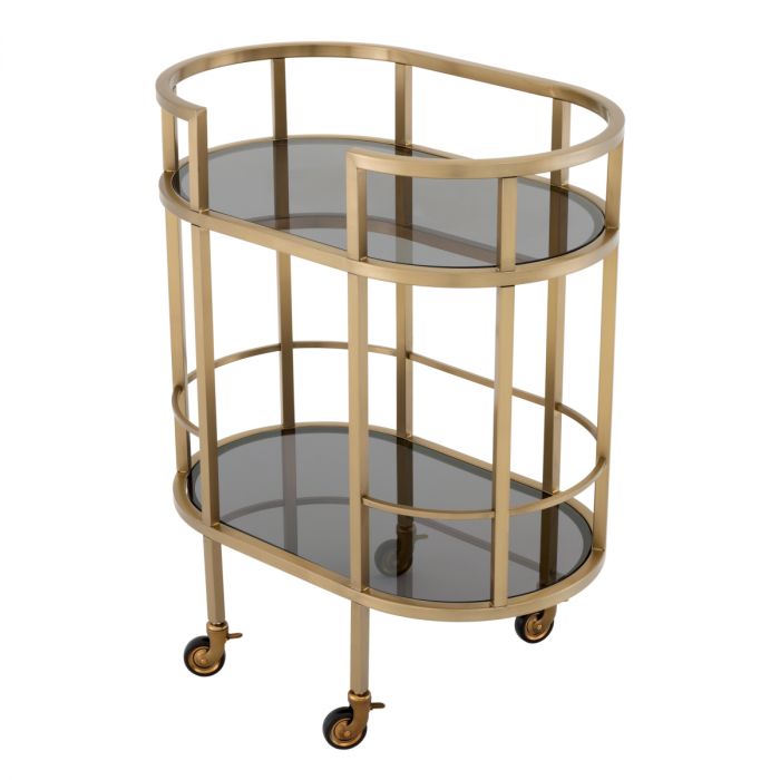 Trolley Townhouse brushed brass finish smoke glass