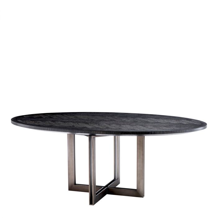 Dining Table Melchior oval charcoal oak veneer