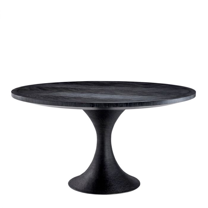 Dining Table Melchior round charcoal oak veneer