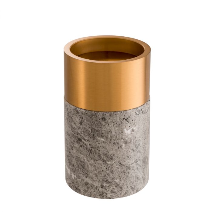 Candle Holder Sierra grey marble brass finish set of 3