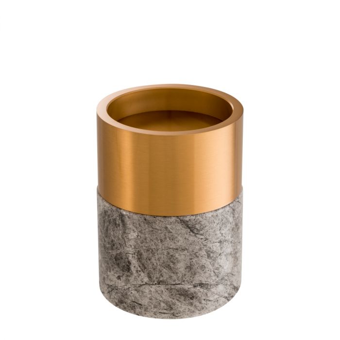 Candle Holder Sierra grey marble brass finish set of 3