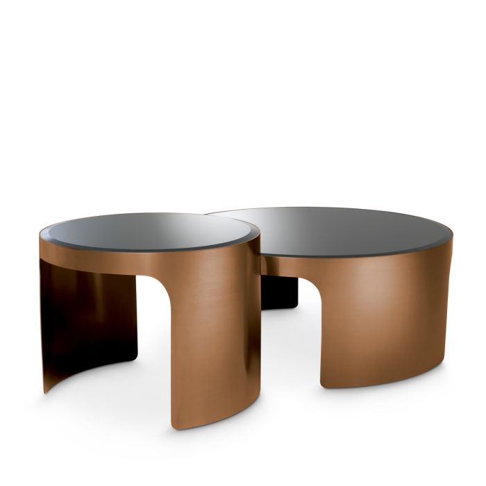 Coffee Table Piemonte brush copper finish set of 2