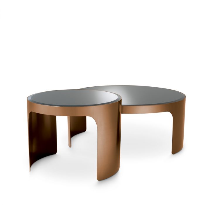 Coffee Table Piemonte brush copper finish set of 2
