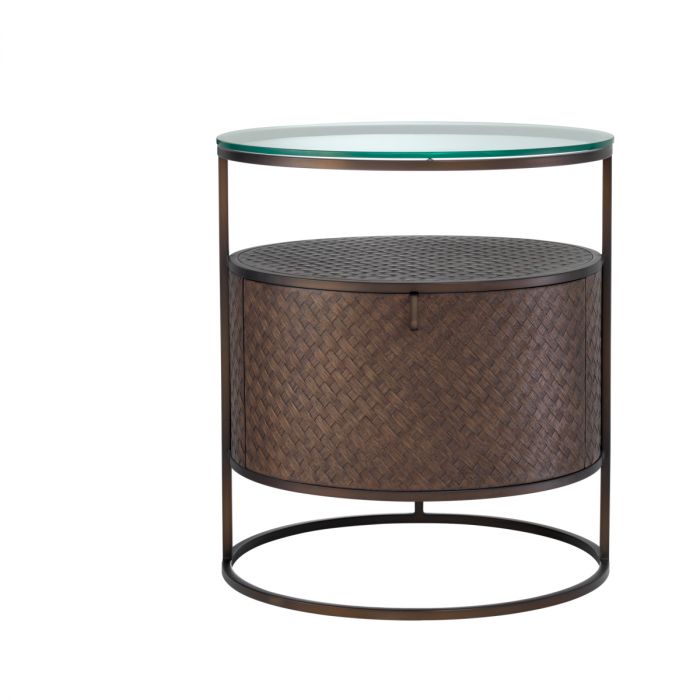 Nightstand Napa Valley woven oak veneer