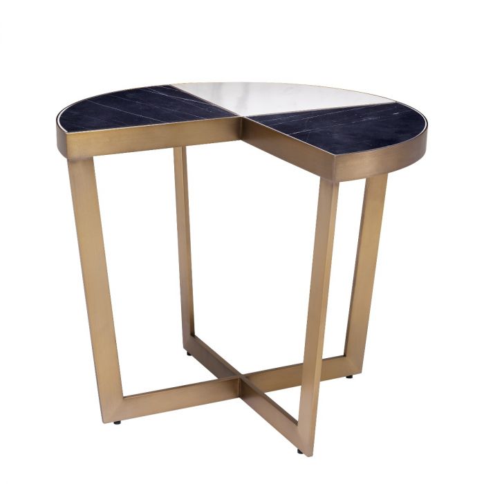 Side Table Turino brushed brass finish black marble