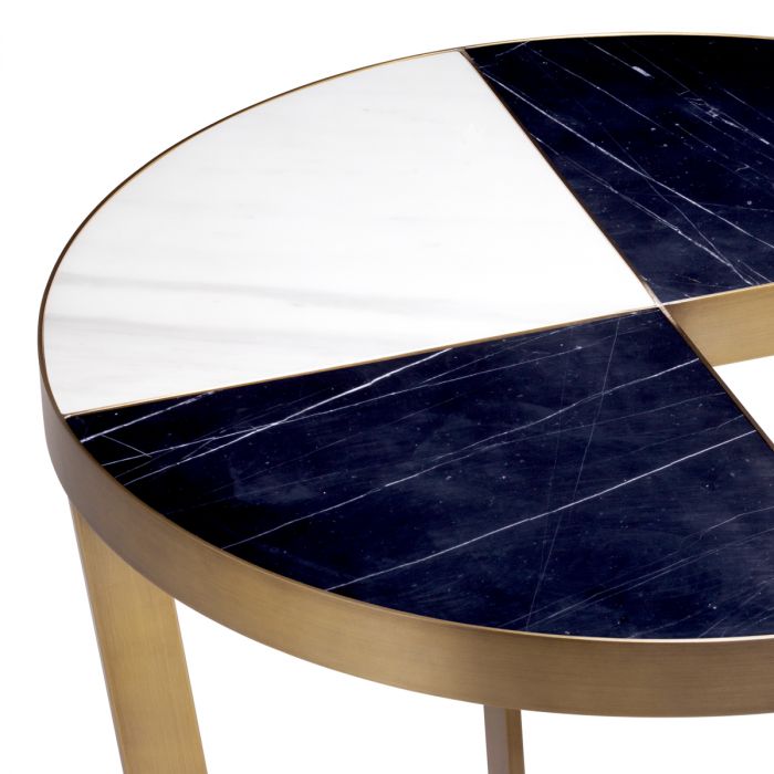 Side Table Turino brushed brass finish black marble