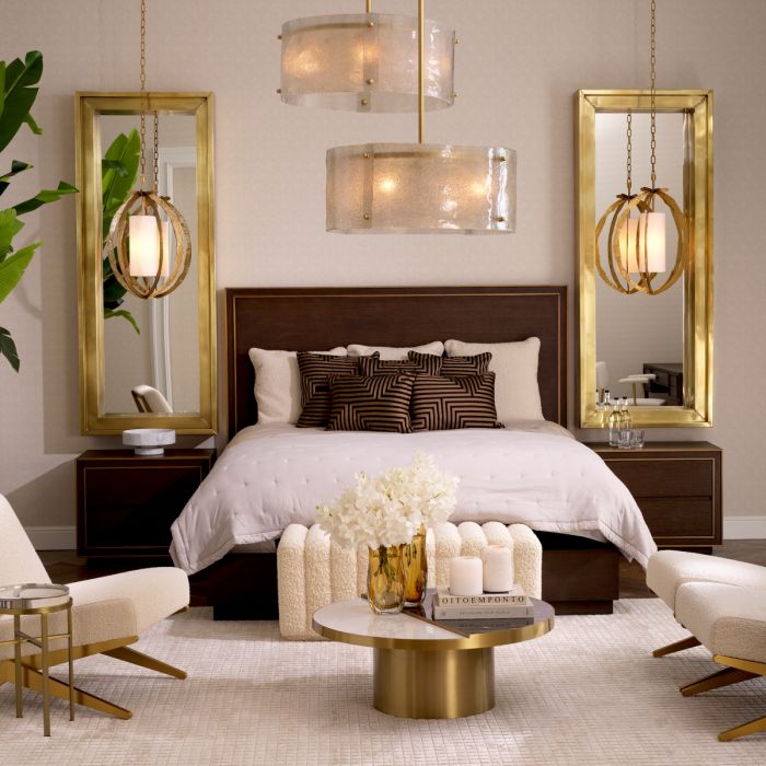 Mirror Magenta rectangular L vintage brass finish