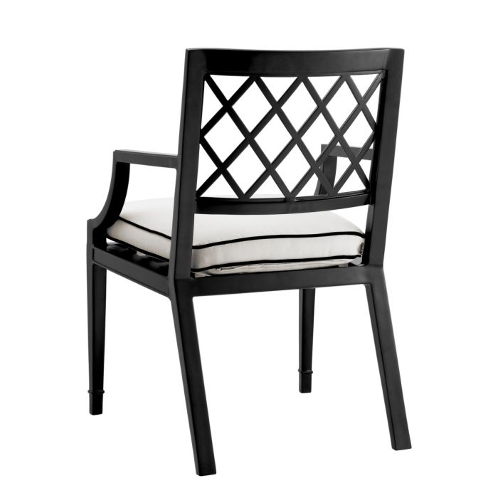 Outdoor Dining Chair Paladium with arm black sunbrella canvas