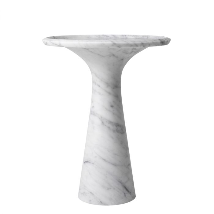 Side Table Pompano low white carrera marble