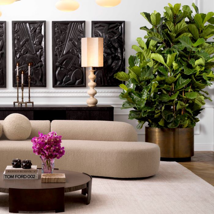 Planter Jasper round L vintage brass finish