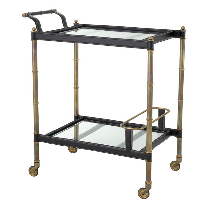 Trolley Princess vintage brass finish black leather