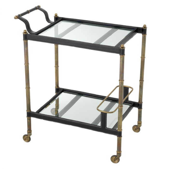 Trolley Princess vintage brass finish black leather