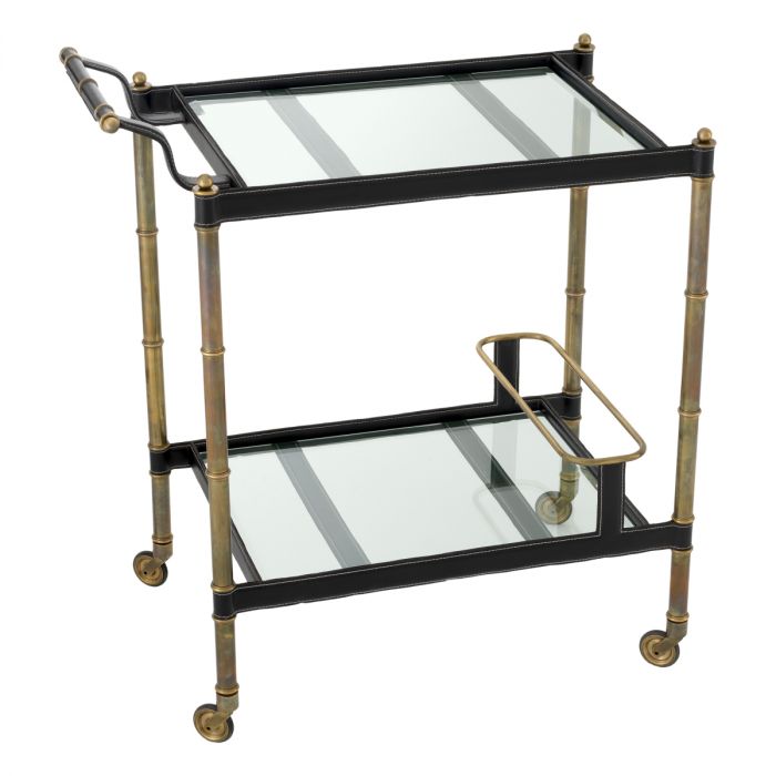 Trolley Princess vintage brass finish black leather