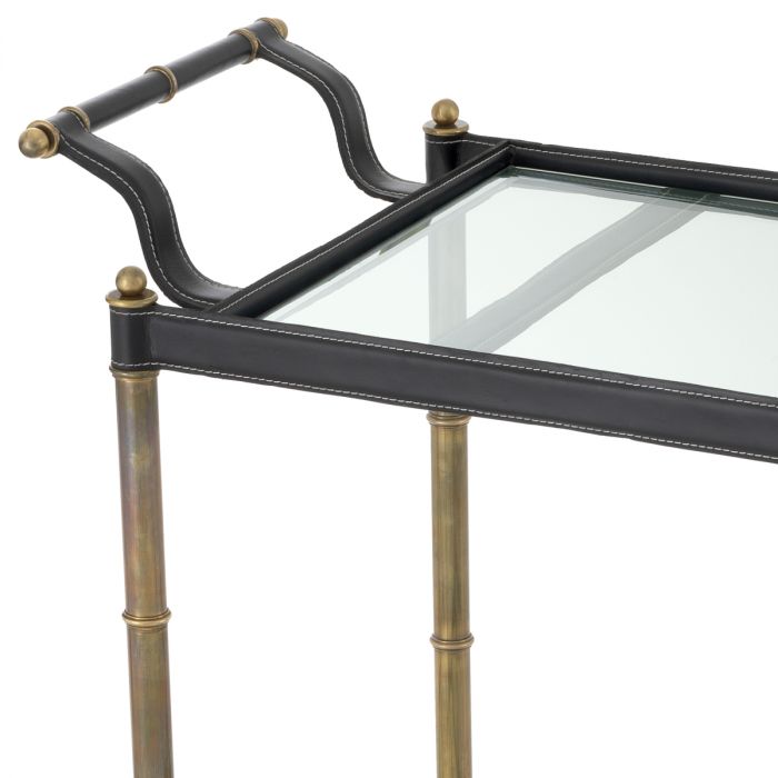 Trolley Princess vintage brass finish black leather