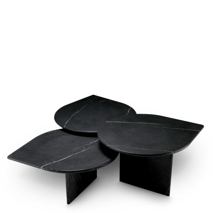 Coffee Table Naples honed black marble set of 3