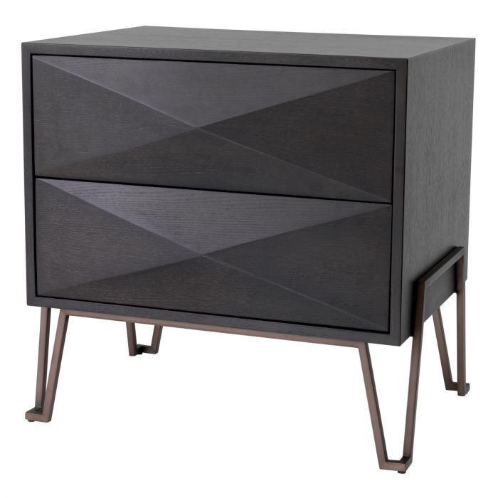 Nightstand Highland charcoal brown oak veneer