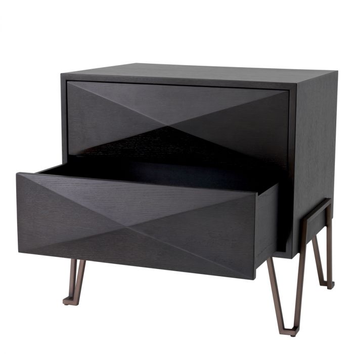 Nightstand Highland charcoal brown oak veneer