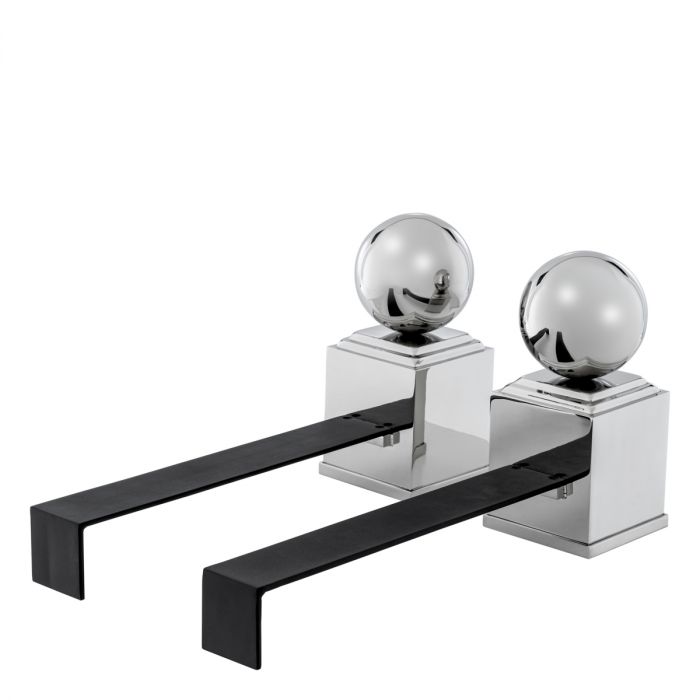 Andiron Viviers nickel finish set of 2